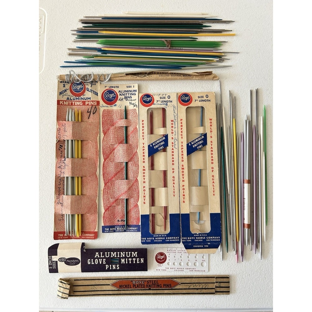 VTG Boye & Hero KNITTING‎ PINS Steel Aluminum Various Sizes & Colors LOT of 100!